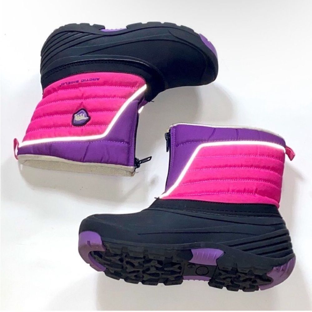 🥰Arctic Shield Vibrant Kids' Pink and Purple Snow Boots Size 4